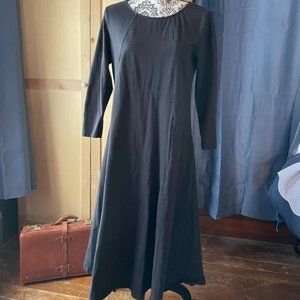 Long sleeved black Zapelle midi dress, front pouch pocket. Size 12